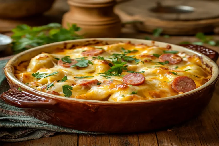 pierogi casserole with kielbasa